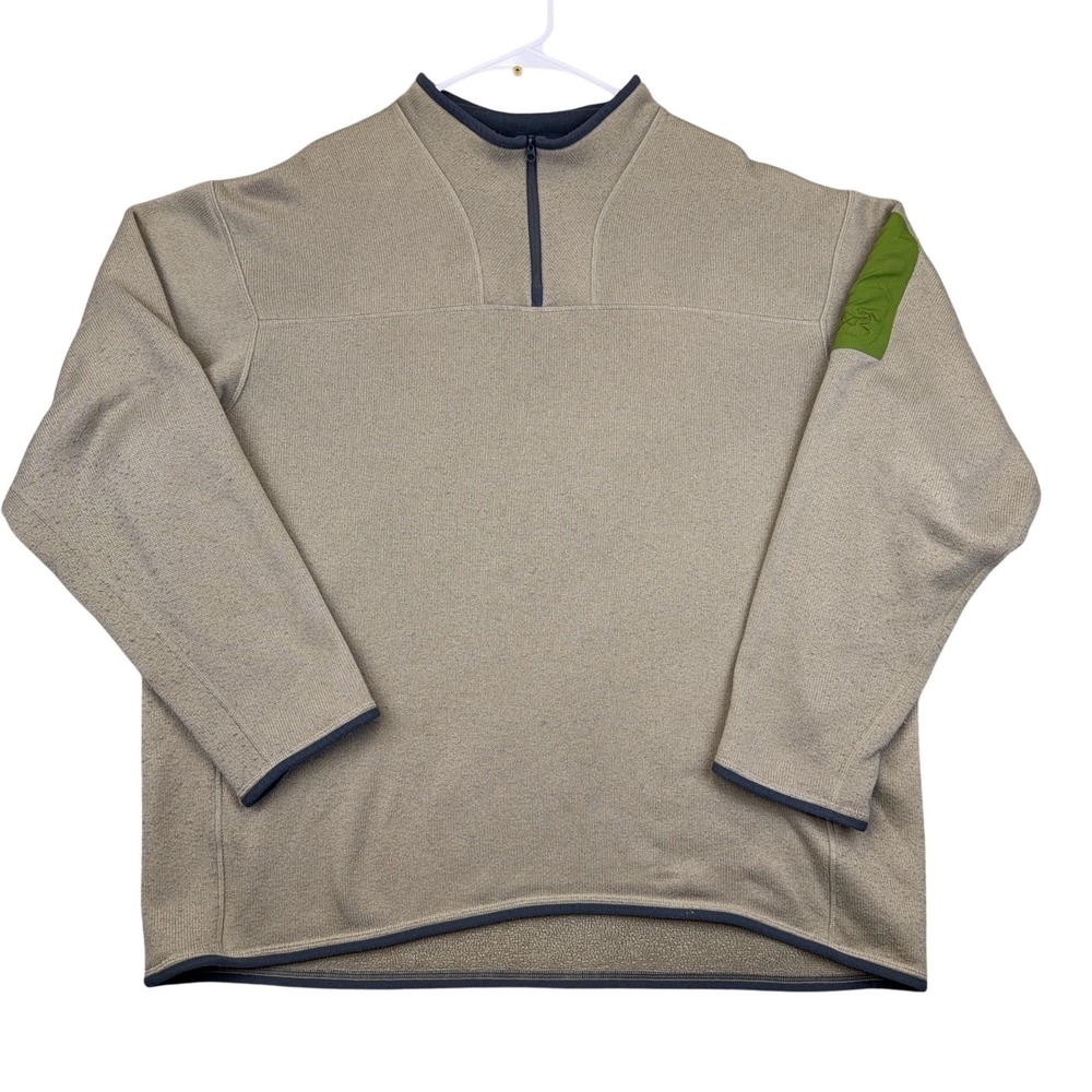 Arc'teryx Pullover Mens 2XL Beige Quarter Zip Fleece Polartec Hiking‎ Top